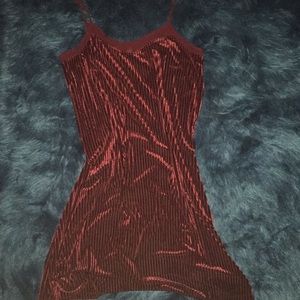 Crimson velvet slip dress